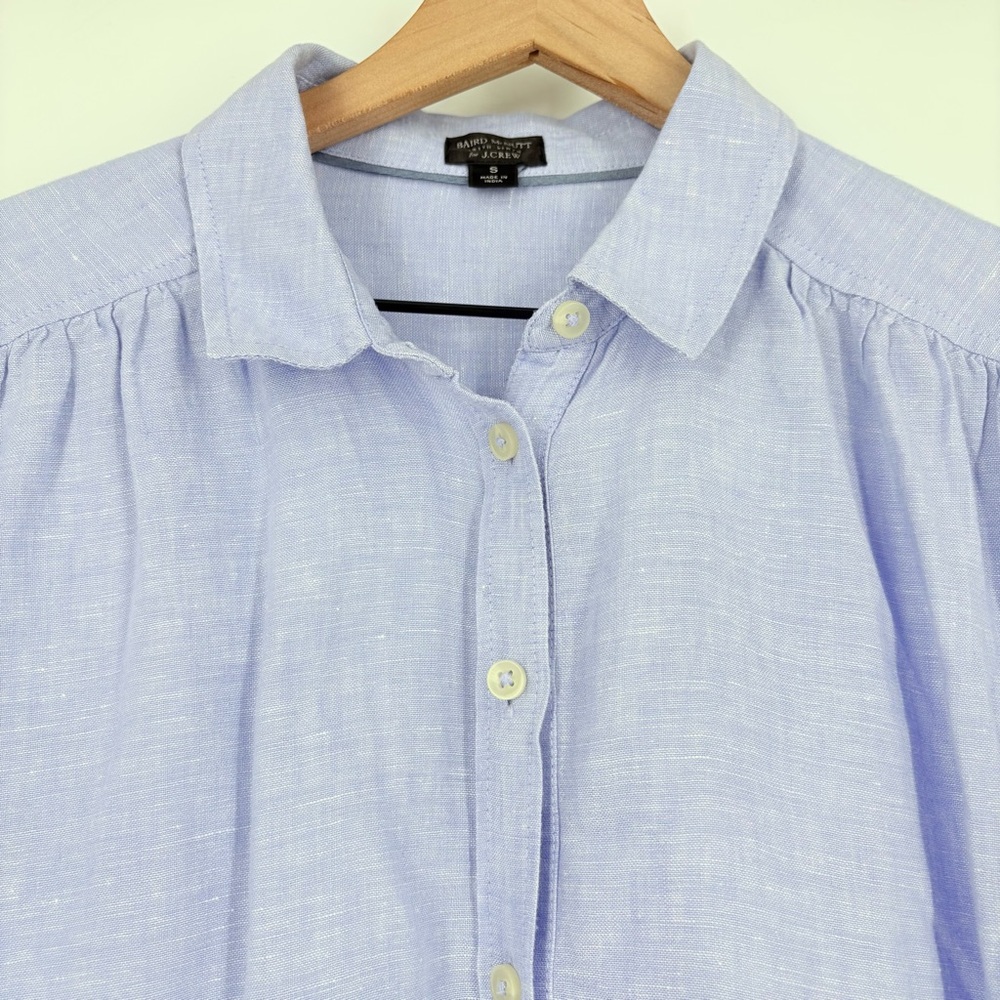 J. Crew Baird McNutt Relaxed Fit Short Sleeve Irish Linen Blue Shirt Dress - Picture 10 of 13